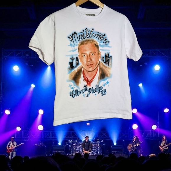 Bogey Boys L White Macklemore Climate Pledge 2023 23 Concert Shirt - Picture 1 of 6